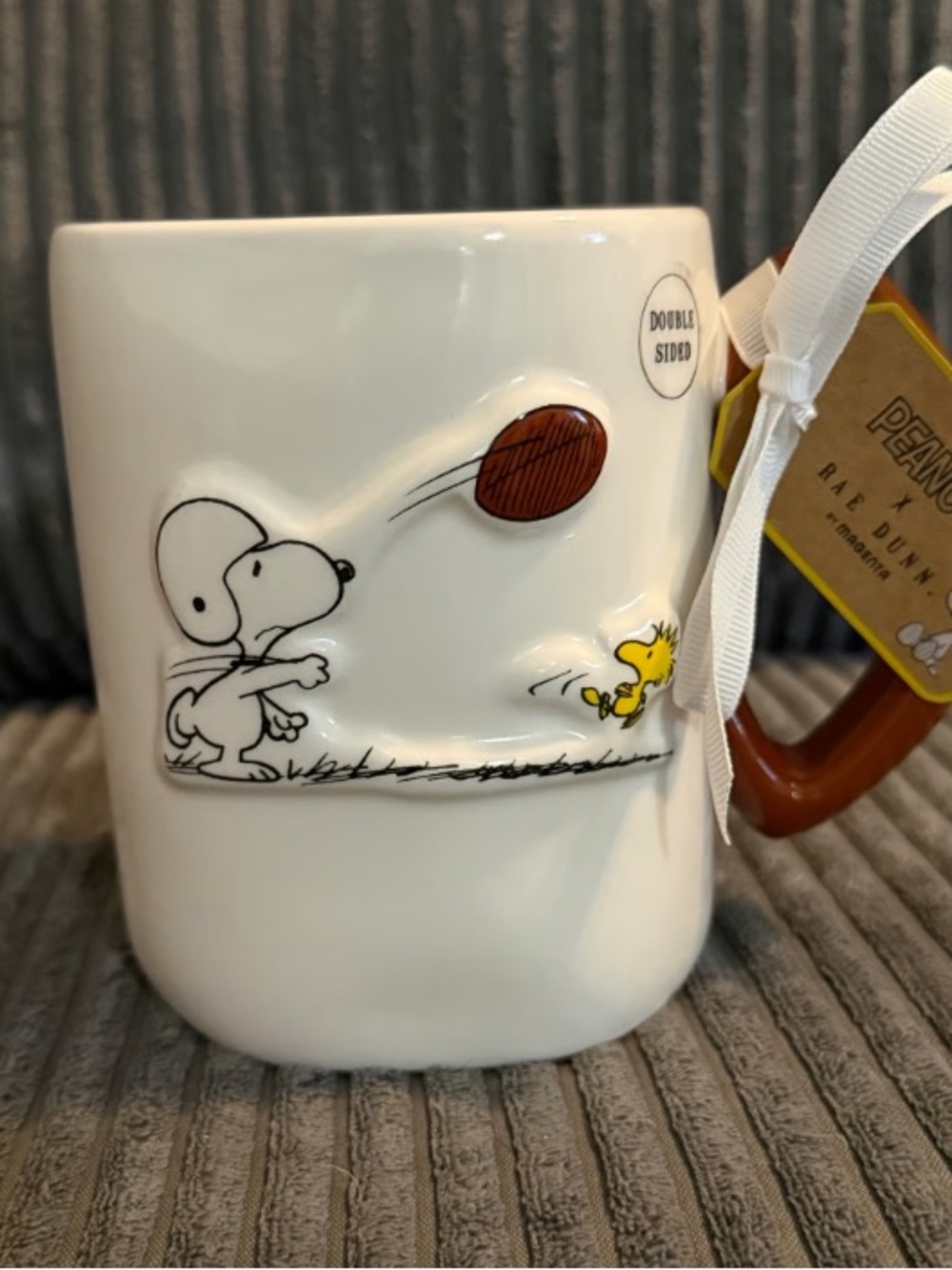 Peanuts Snoopy & Woodstock White Ceramic Mug with Brown Handle